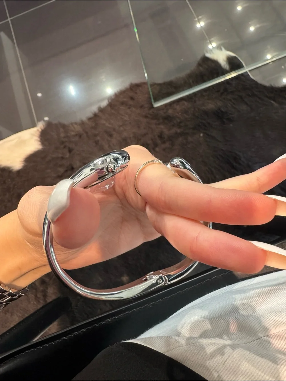 New H by Halston Sculpted Hinged Bangle Watch in Silver -Tone